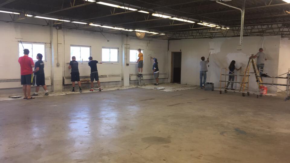 Robby and friends working on the new wrestling room as part of his Eagle Scout Project. 